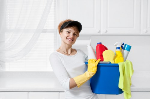 Technician reviewing carpet cleaning service details after a complaint