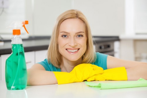 Carpet cleaning team using sustainable waste sorting in SW3